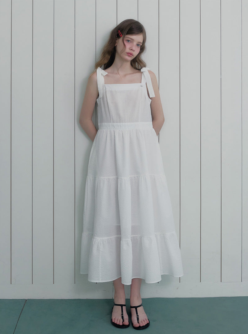 Pendue tiered strap sleeveless long dress