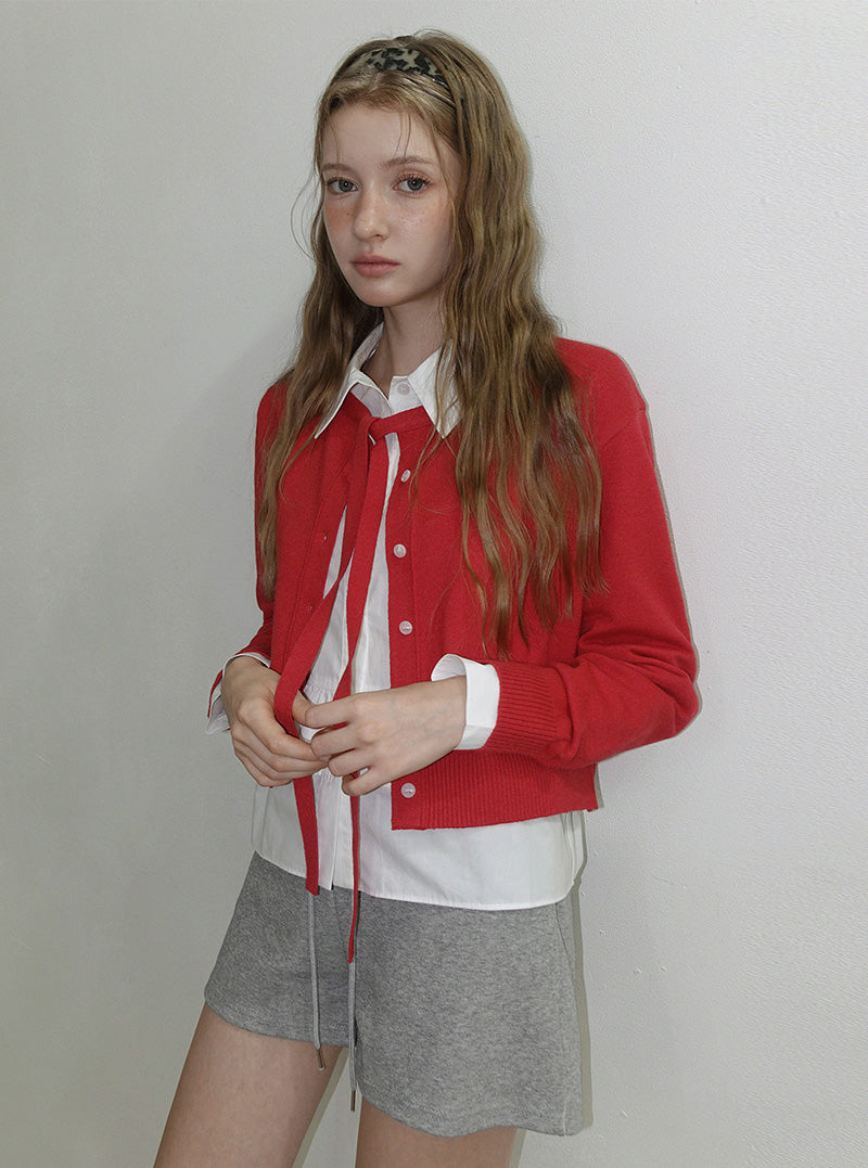 Und strap knit long sleeve cardigan