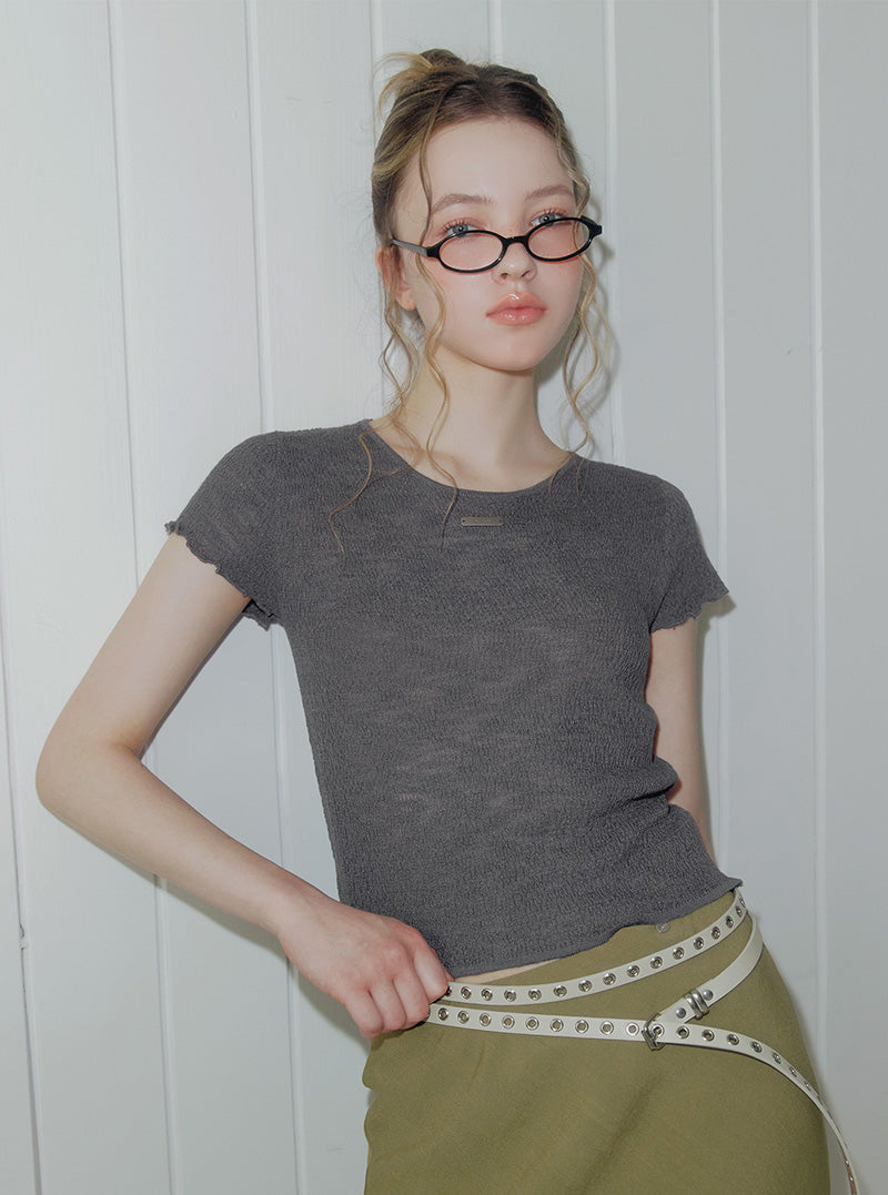 And wrinkle short sleeve knit