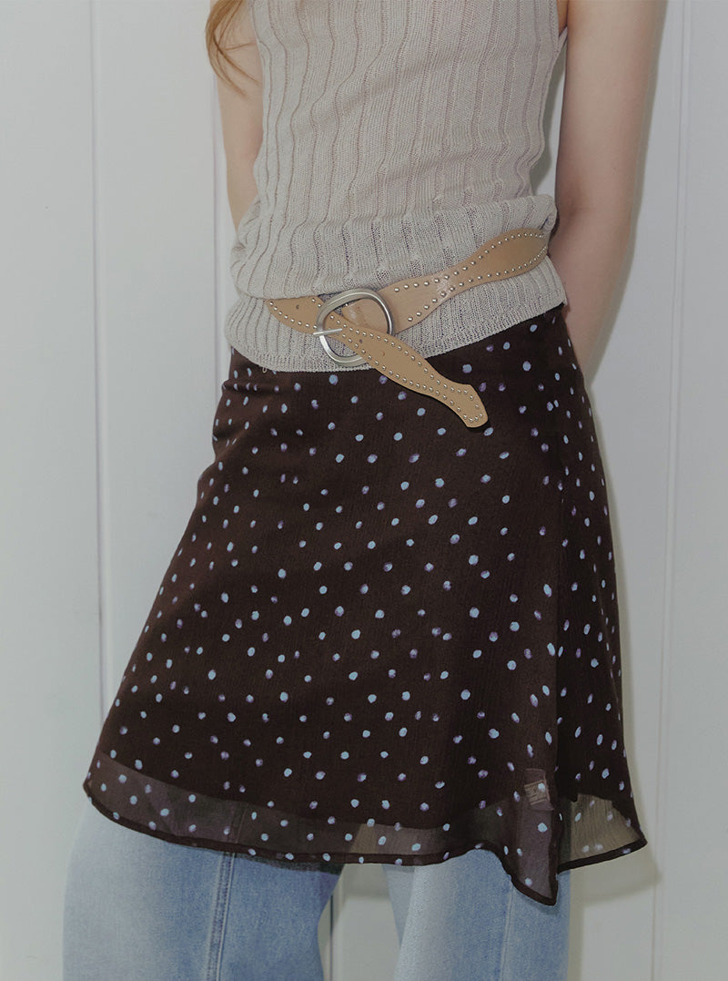 Noah stud wave leather belt