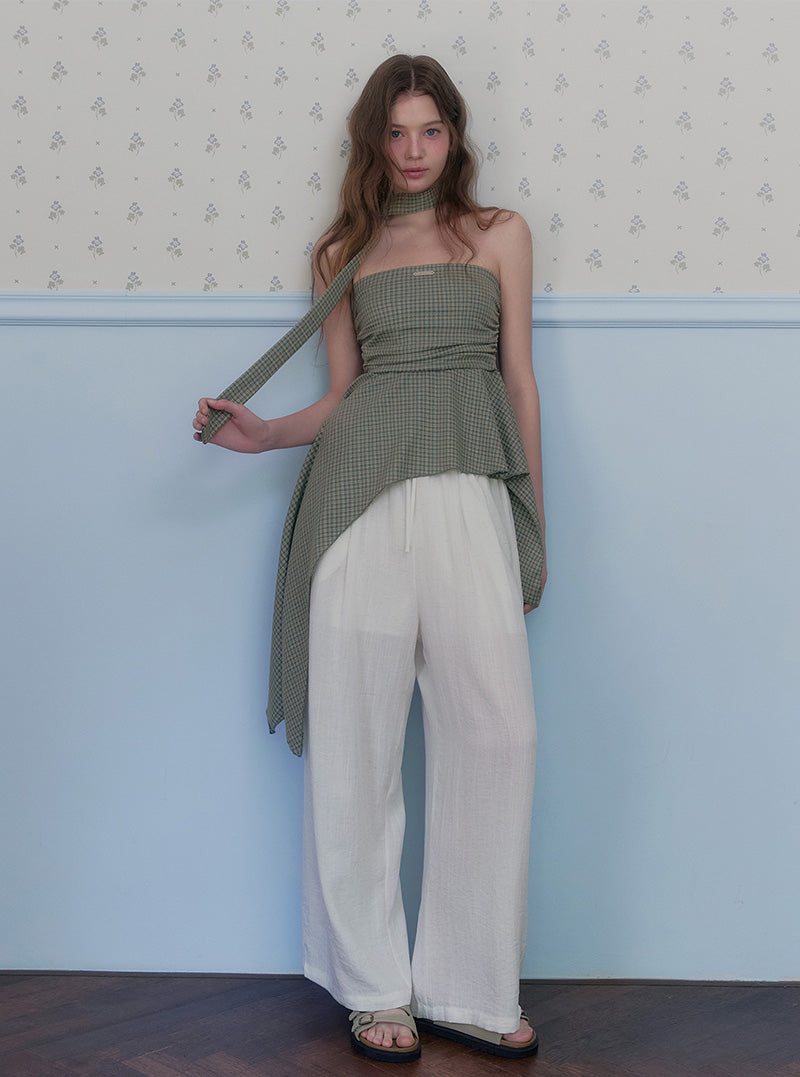 Ont linen pintuck banding long pants