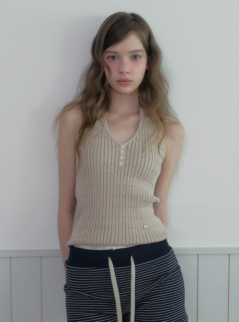 Cheron halterneck cable knit sleeveless