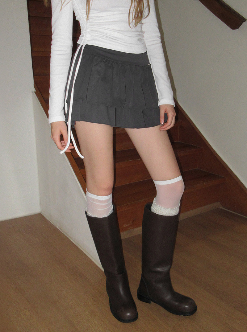 Barnes double pleated mini skirt
