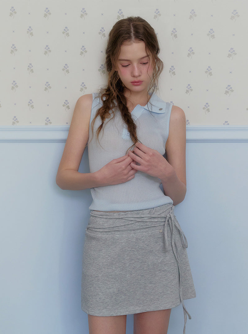 Richi collar button knit sleeveless