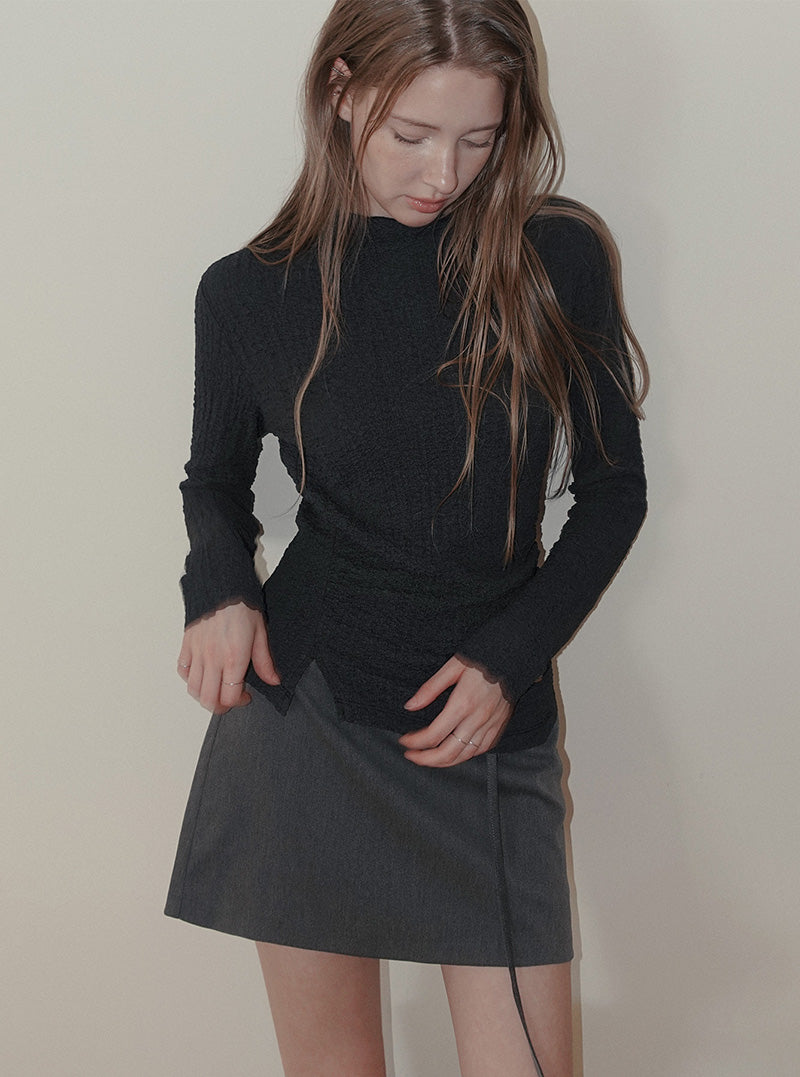 Zdil shirred high-neck long sleeve T-shirt