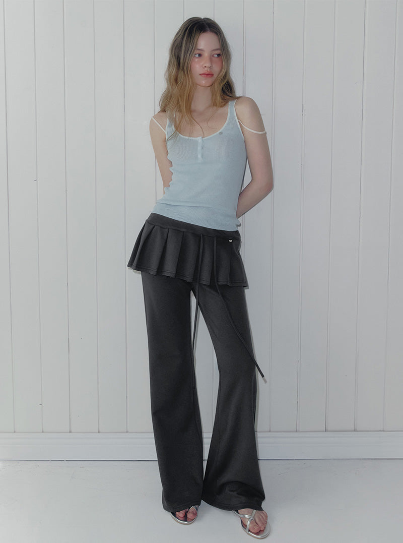 Renbe pleats layered banding long pants