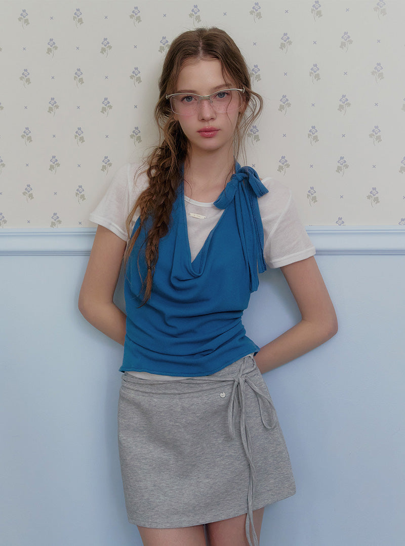 Berren halter neck sleeveless & long sleeve t-shirt set
