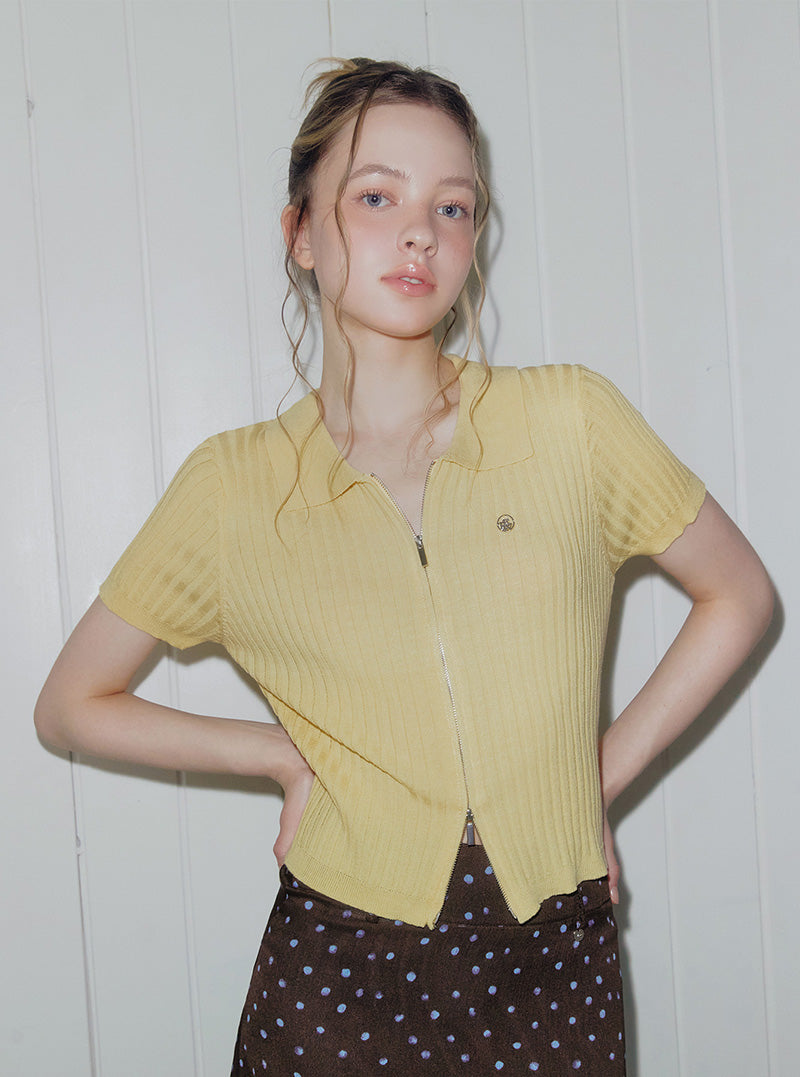 Ants collar two-way knit zip-up