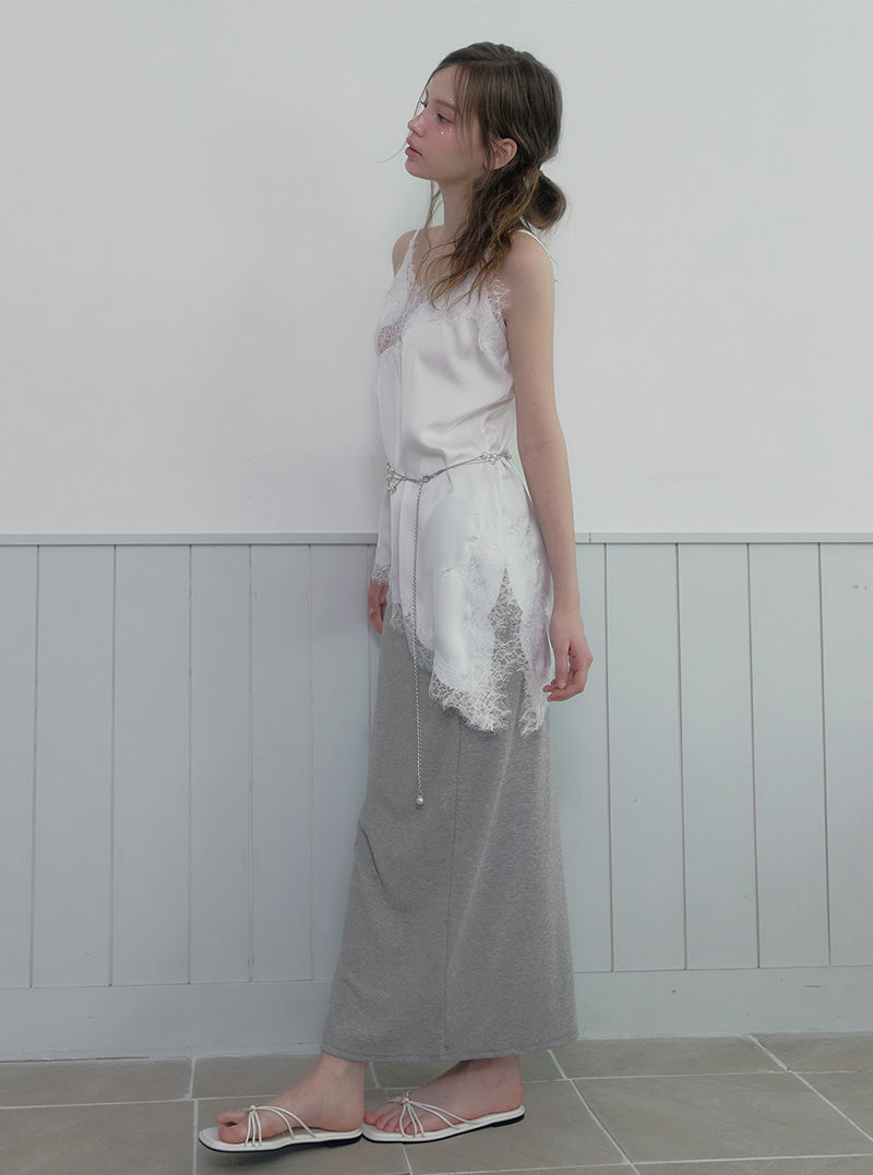 Yute folding strap long skirt