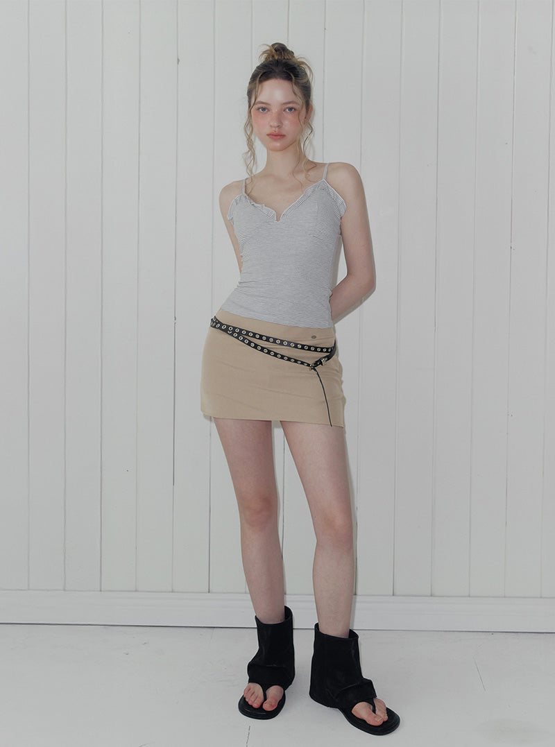 Pecan stripe built-in cap sleeveless