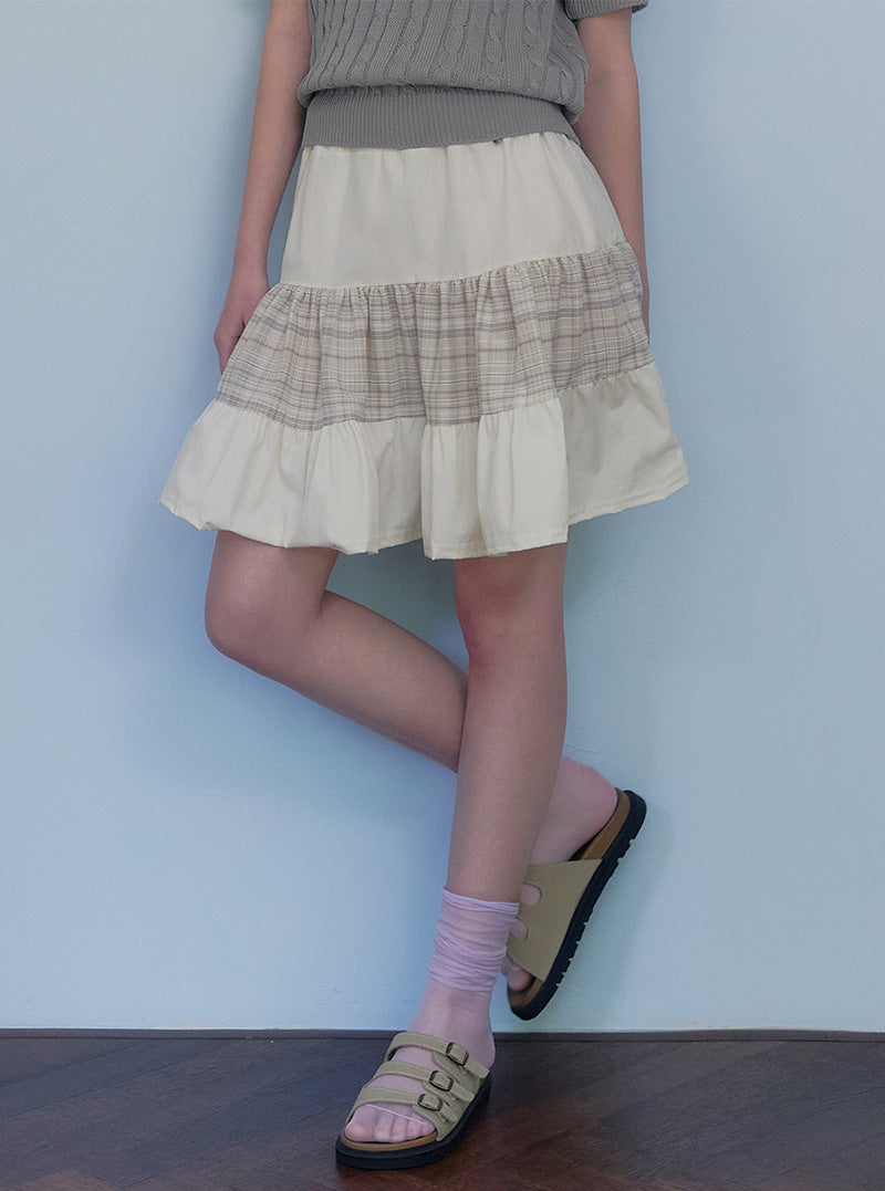 Pino contrast tiered banding mini skirt