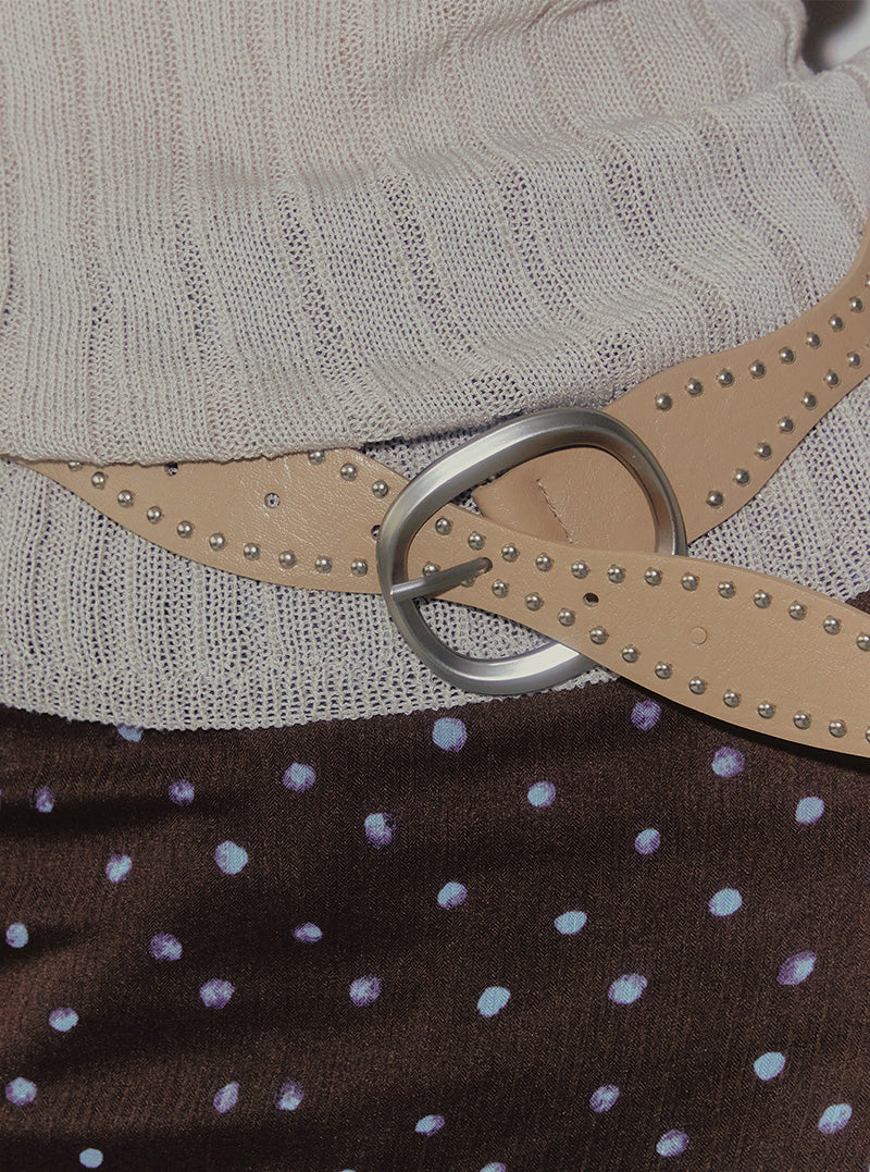 Noah stud wave leather belt