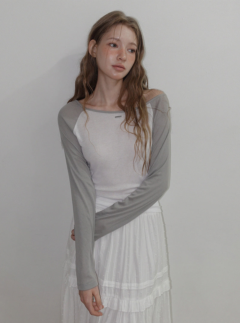 Matin contrast raglan long sleeve T-shirt