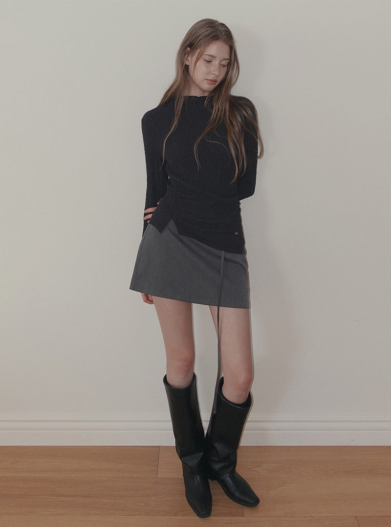 Zdil shirred high-neck long sleeve T-shirt