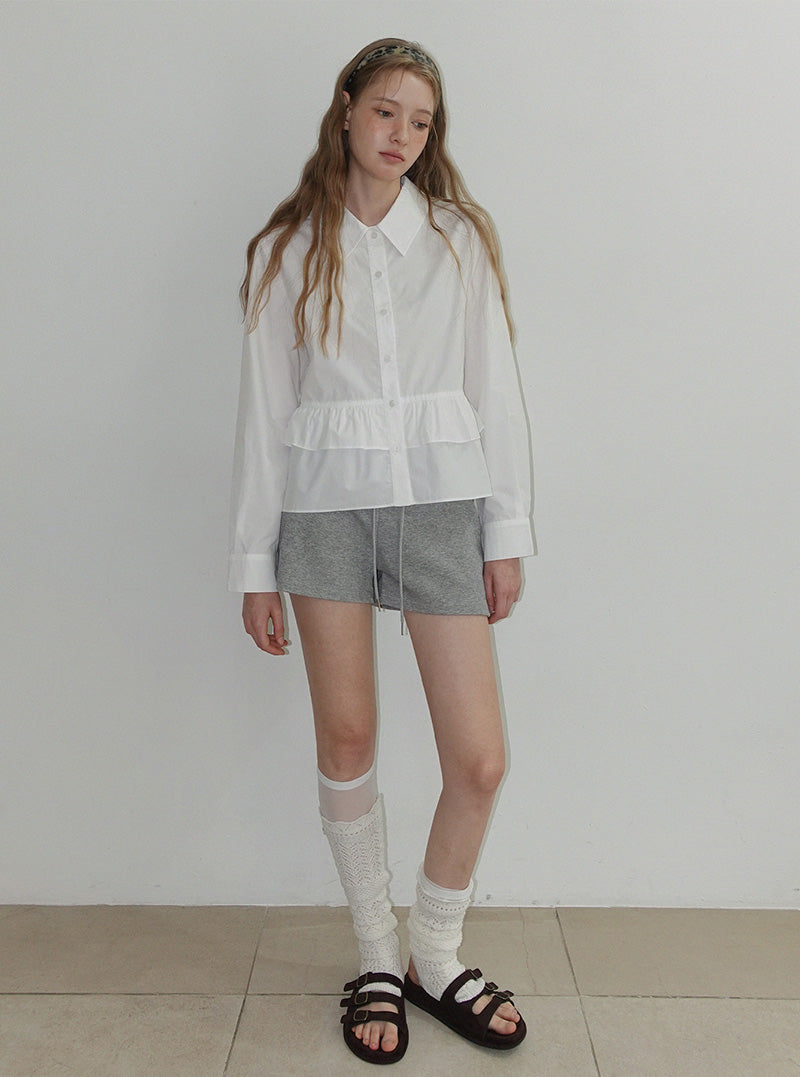Roten ruffle layered long sleeve shirt