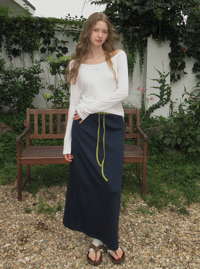 Haram contrast banding long skirt