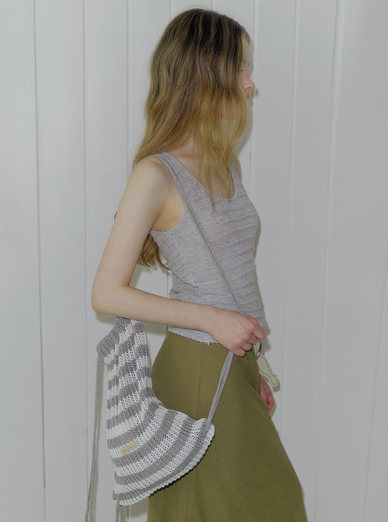 Lurkin stripe knit string backpack