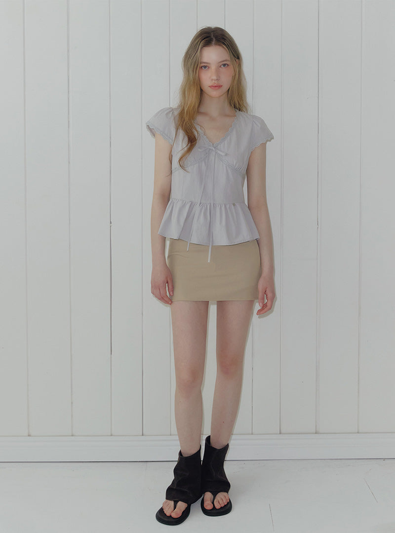 Nerv v flare short sleeve blouse
