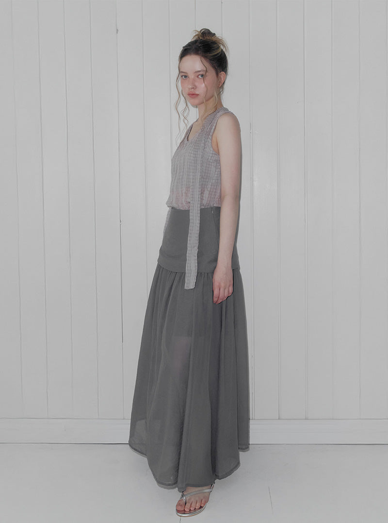 Mels layered flare long skirt