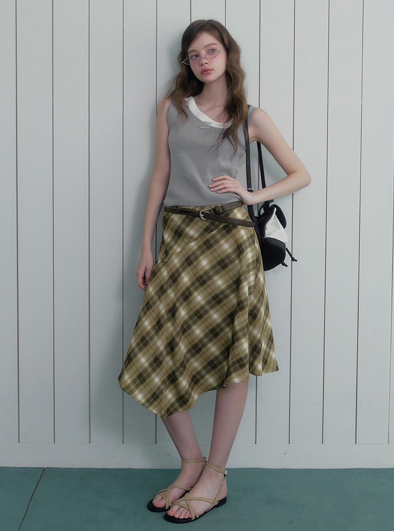 Dewz unbalance neck knit sleeveless