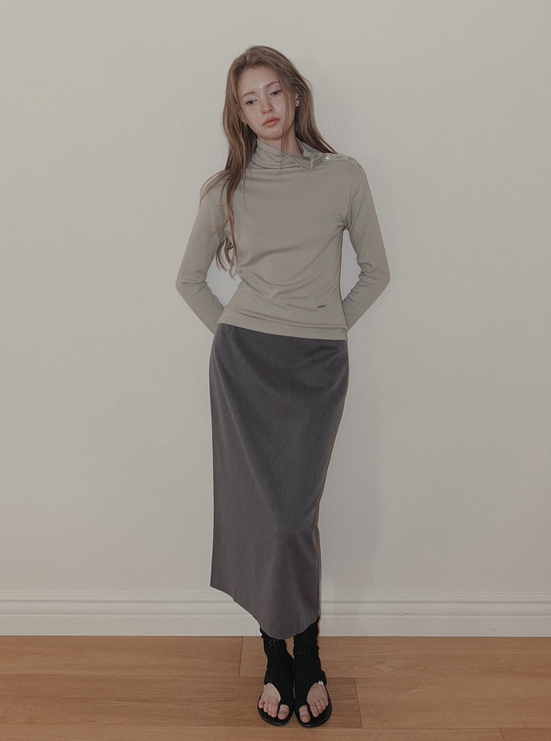 Hate button mock neck long sleeve T-shirt