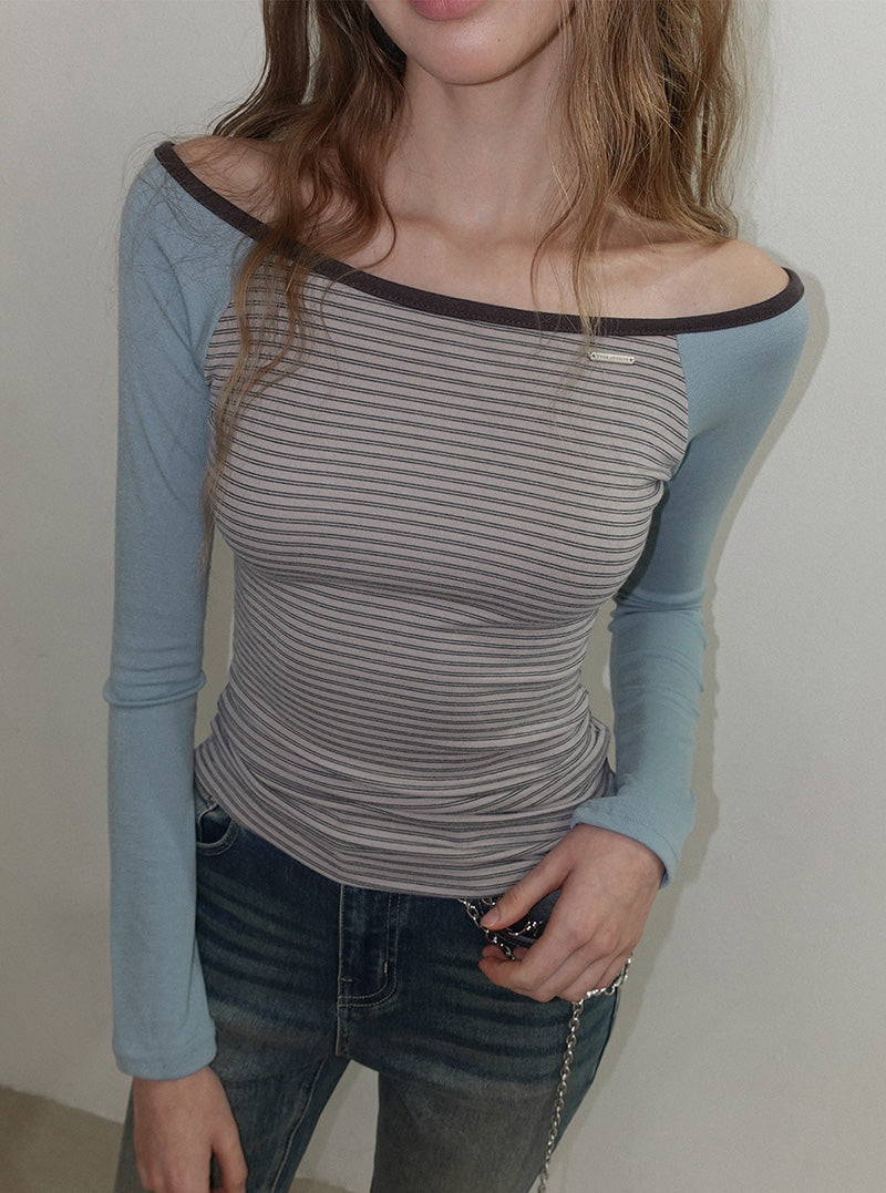 Bennett stripe raglan long sleeve T-shirt