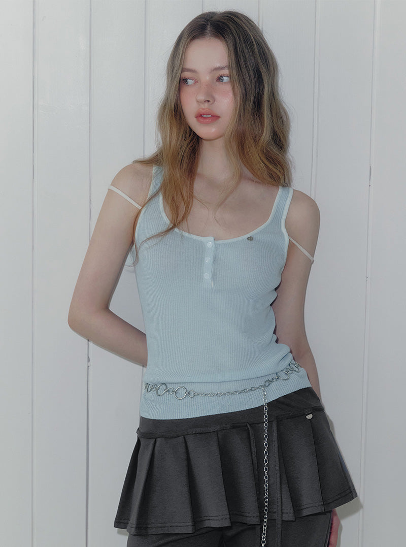 Tuden double strap button knit sleeveless
