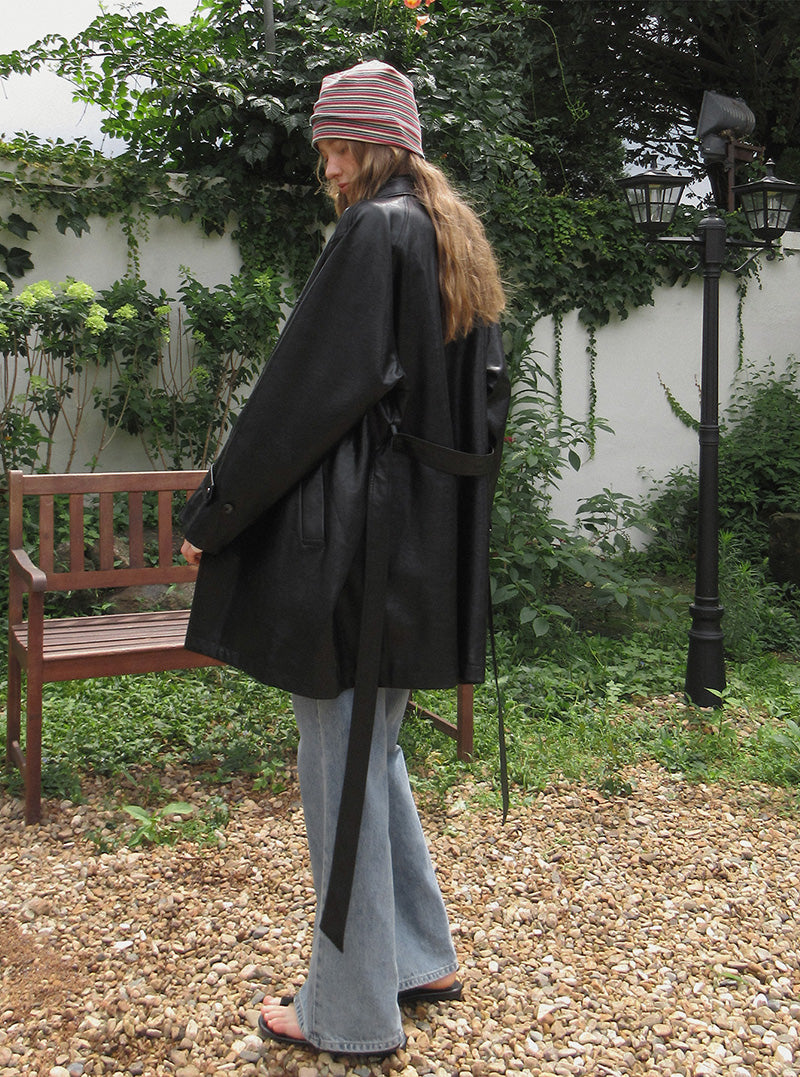 Teron leather trench half jacket (strap set)