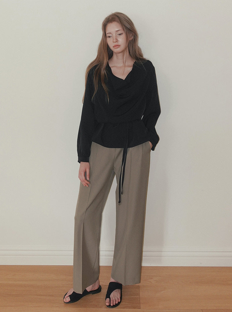 Spen turtleneck long sleeve blouse (strap set)