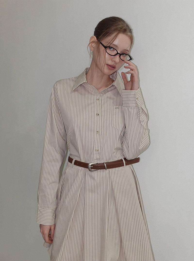 Perto stripe shirt mini dress (belt set)