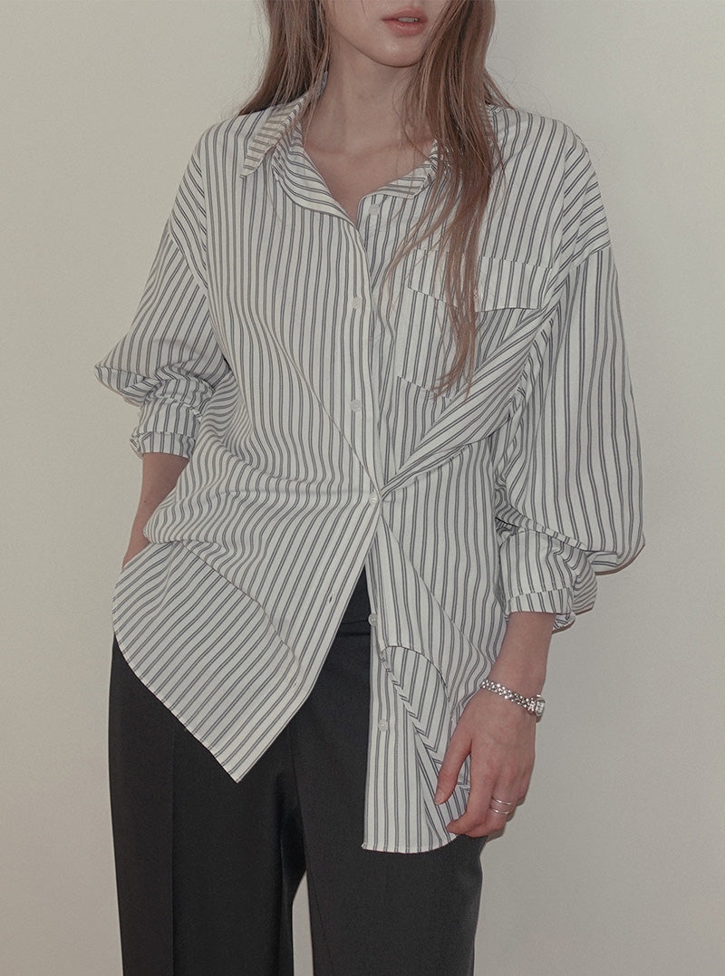 Kabe stripe loose-fit long sleeve shirt