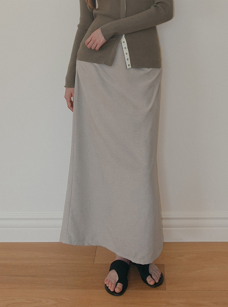 Ringto suede shirring long skirt