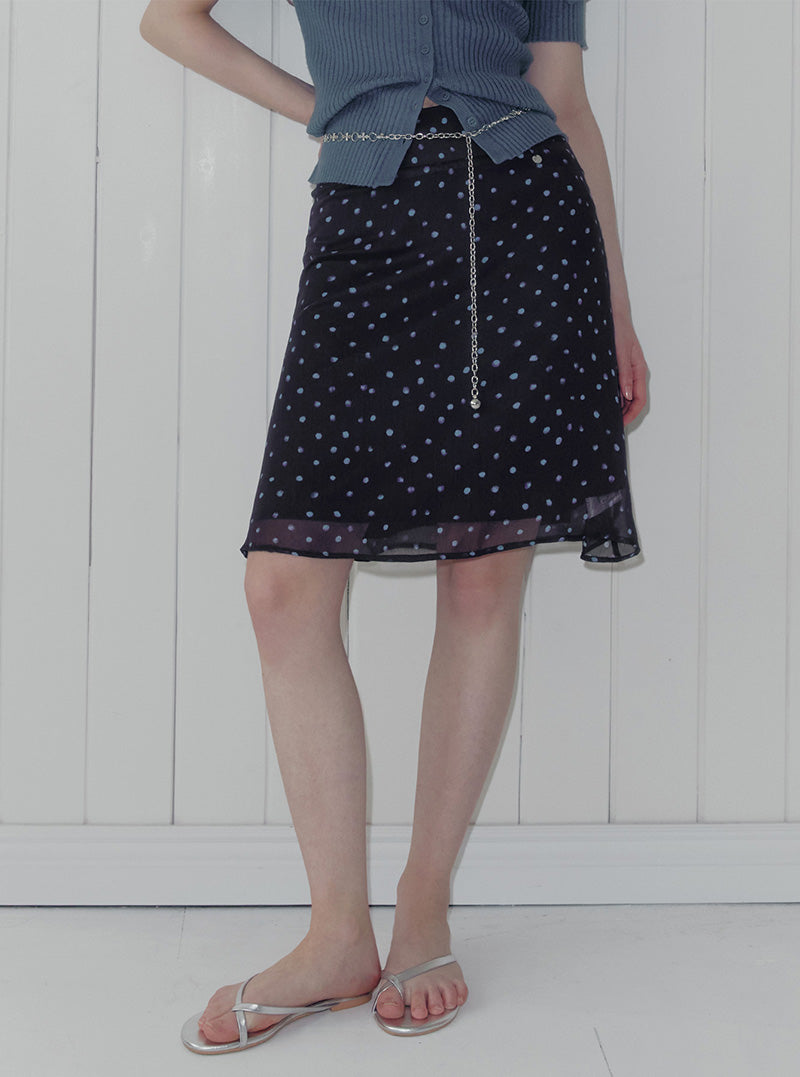 Tine dot chiffon midi skirt