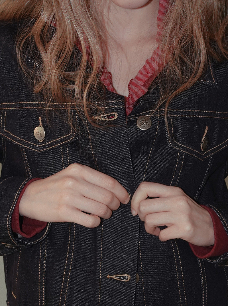 Tudi stitch pocket collar denim jacket