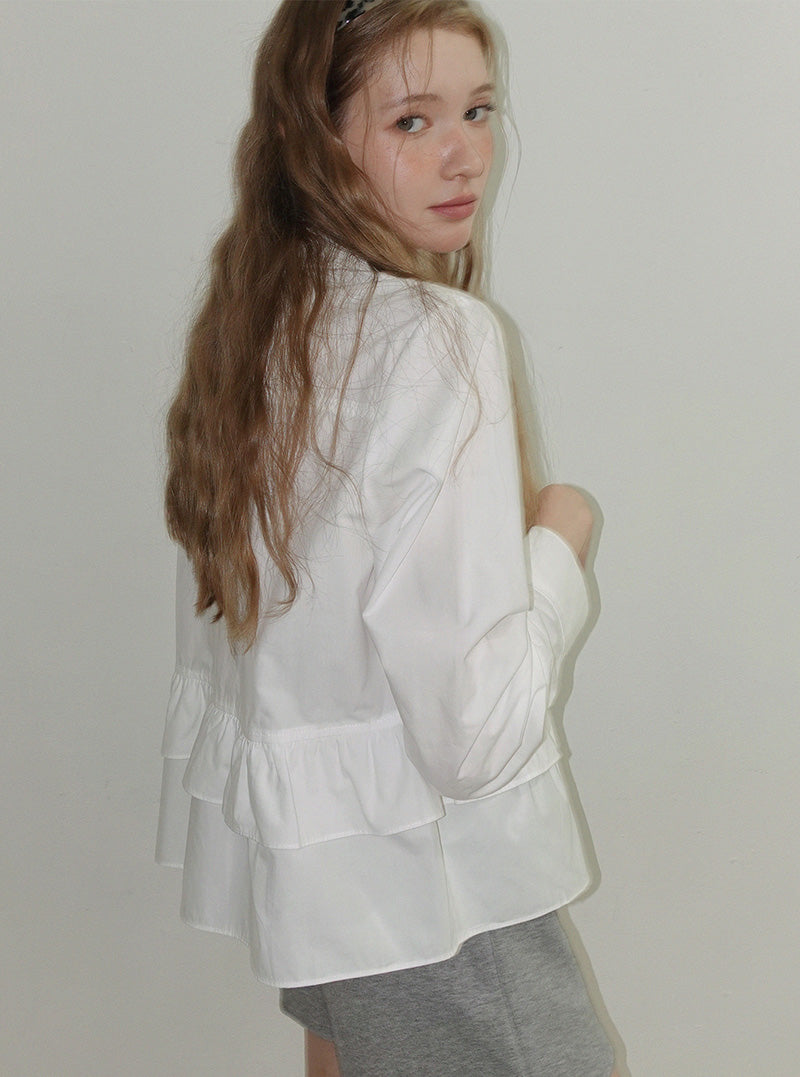 Roten ruffle layered long sleeve shirt