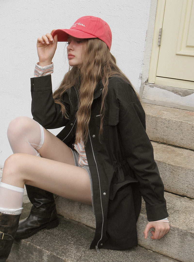 Ret pocket high-neck half field jacket