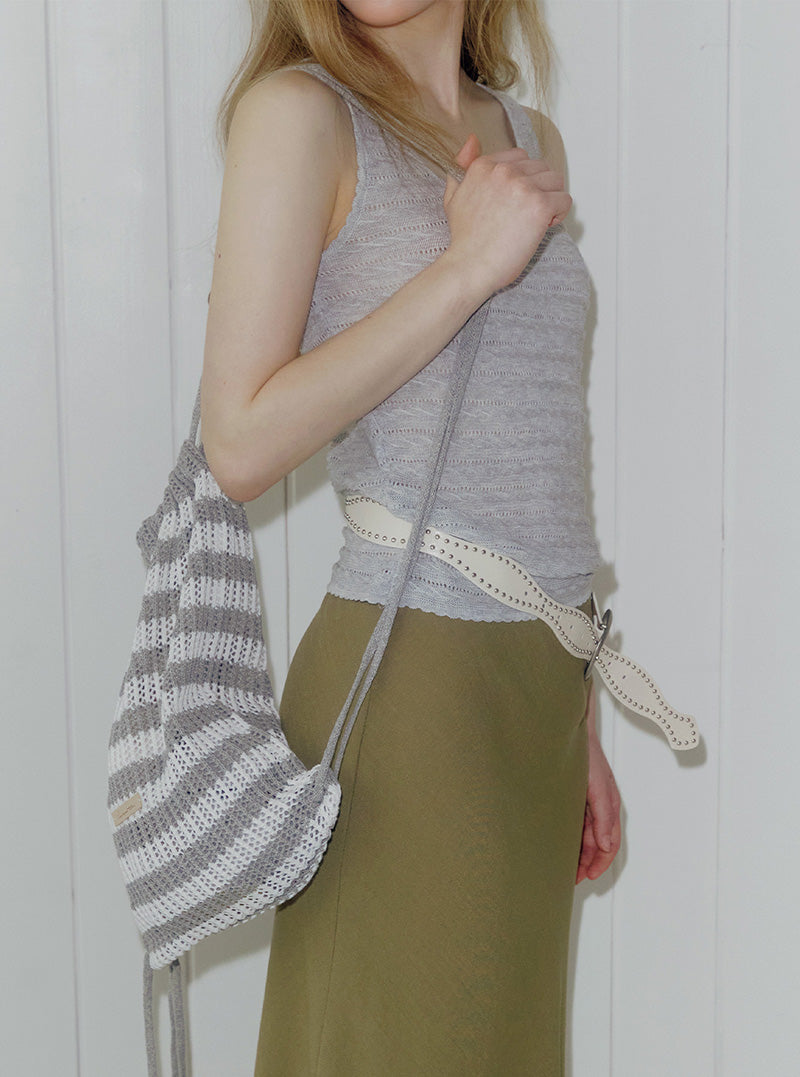Lurkin stripe knit string backpack
