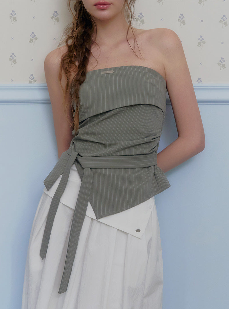 Kalle stripe folding top blouse strap set