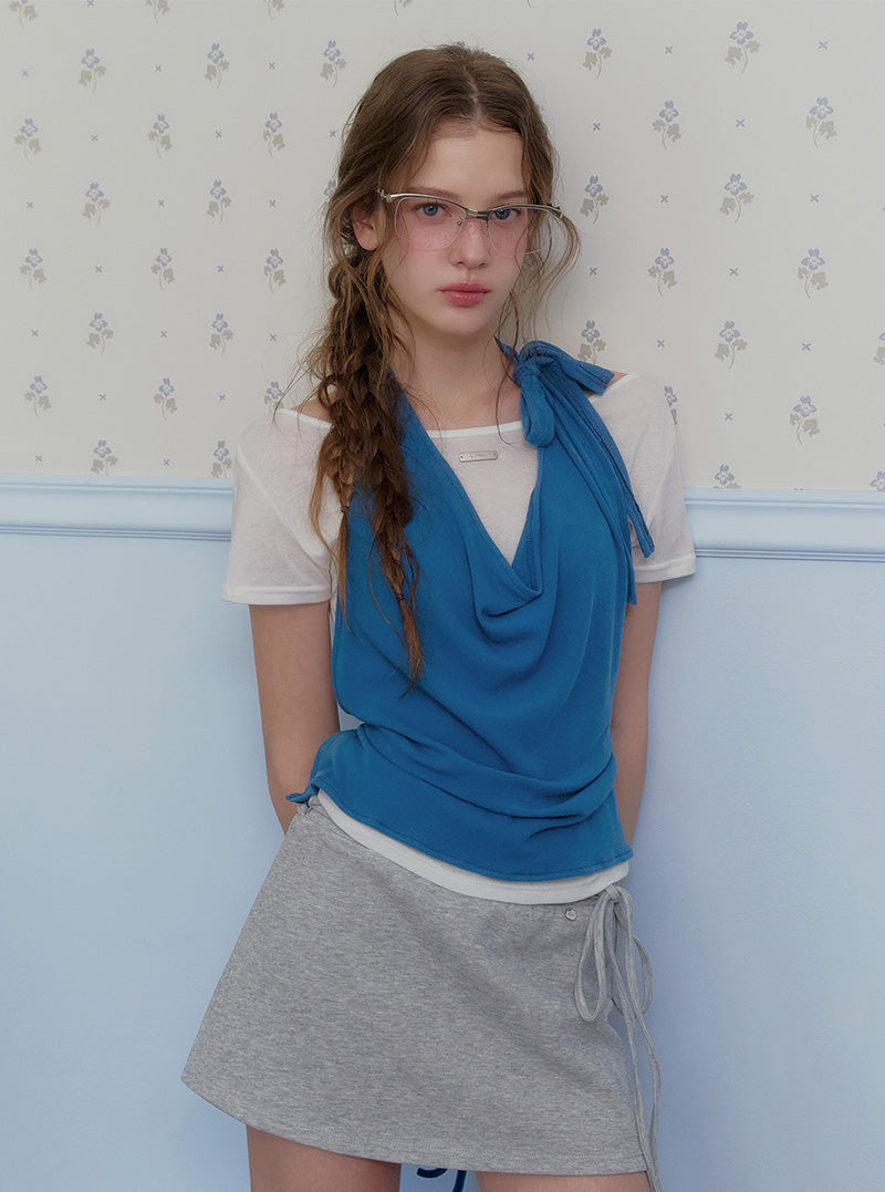 Berren halter neck sleeveless & long sleeve t-shirt set