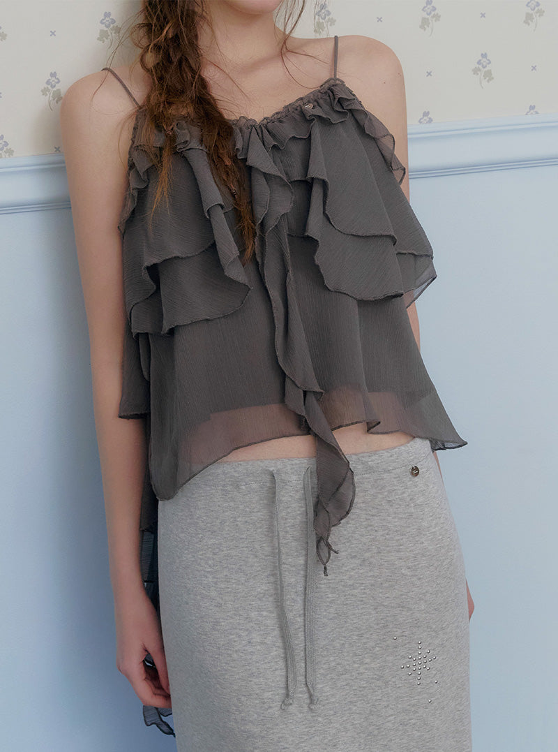 Poel tiered frill sleeveless blouse