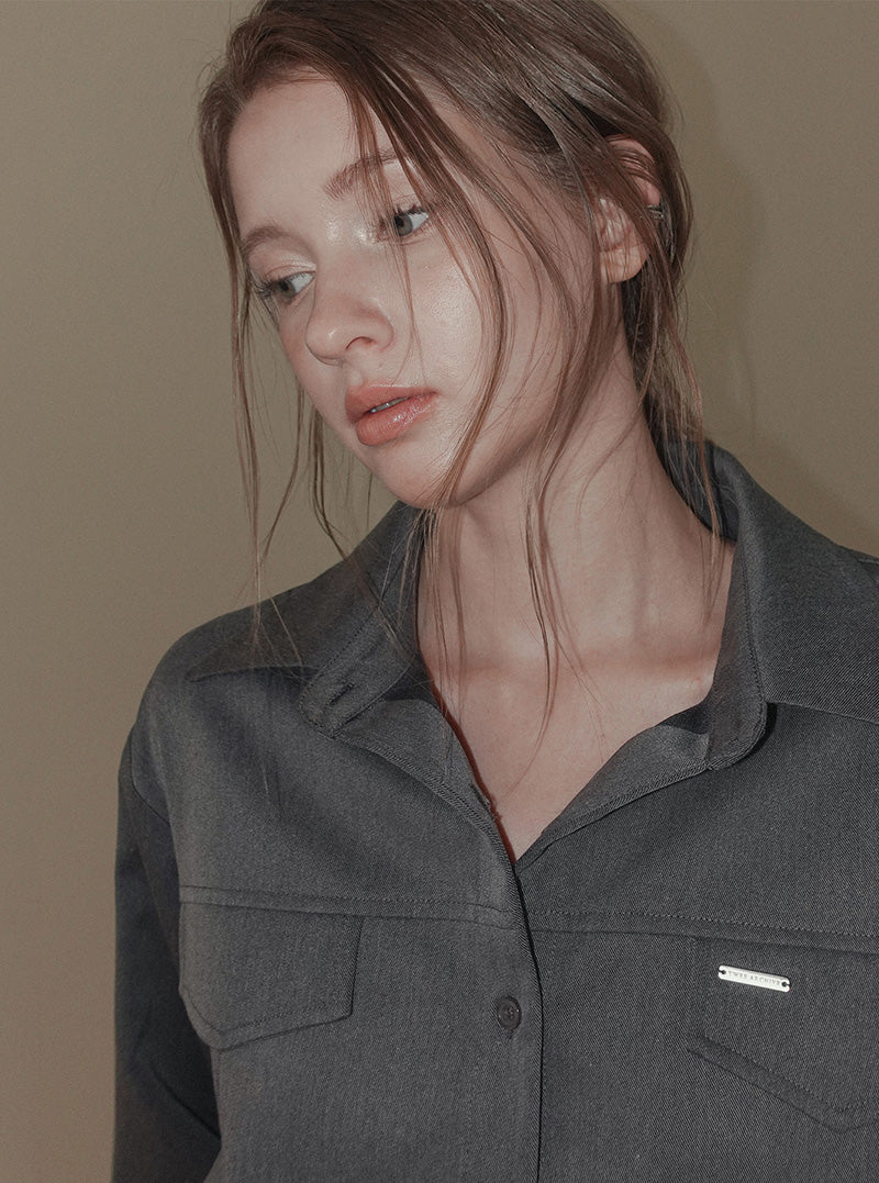 Rink collar shirt dress wrap skirt set
