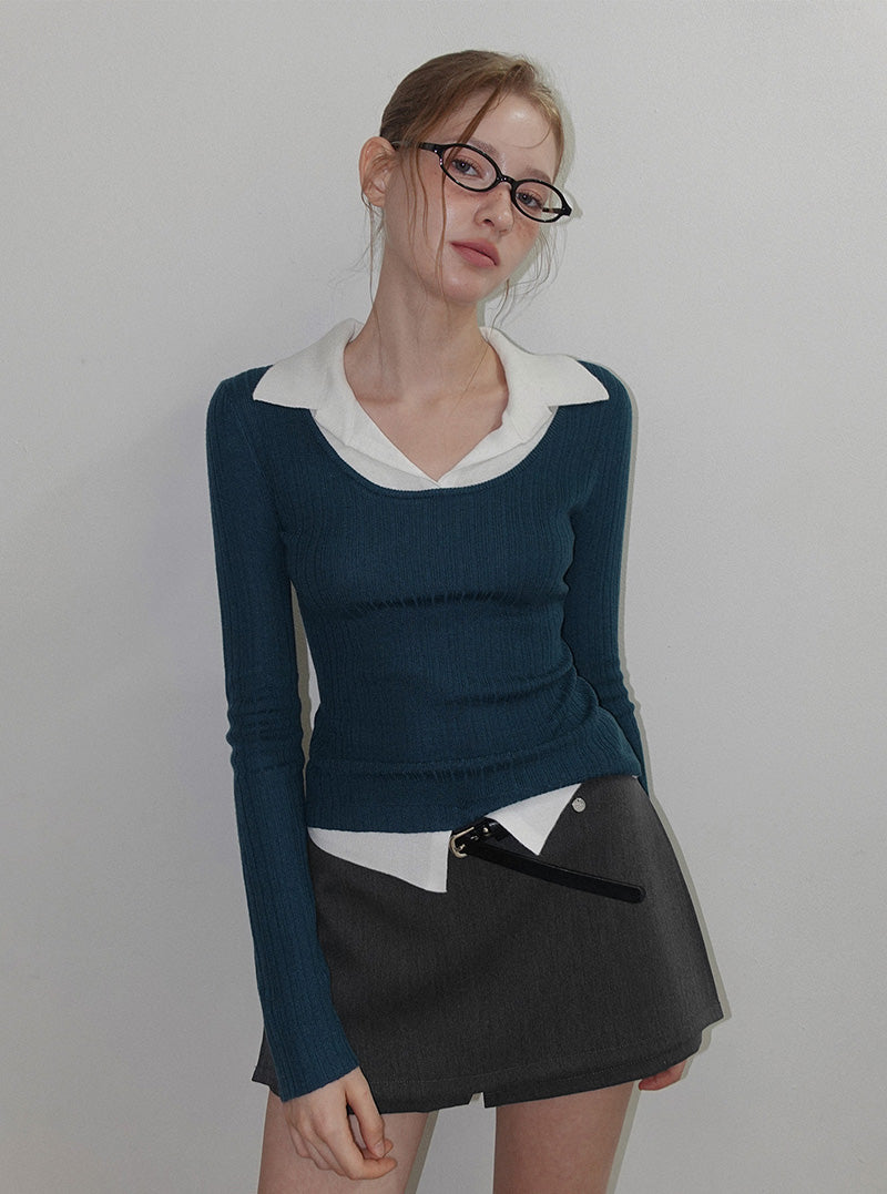 Tillen basic mini skirt shorts belt set