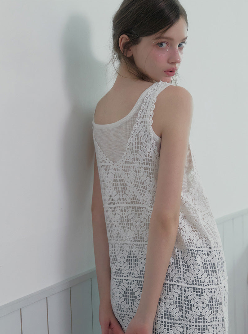 Bolu natural punching sleeveless long dress