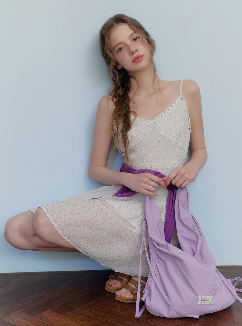 Curly flower chiffon sleeveless mini dress