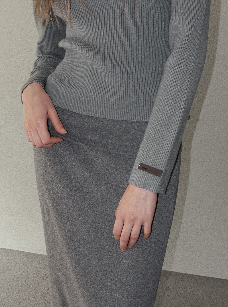 Sireon onebutton collar ribbed long sleeve knit