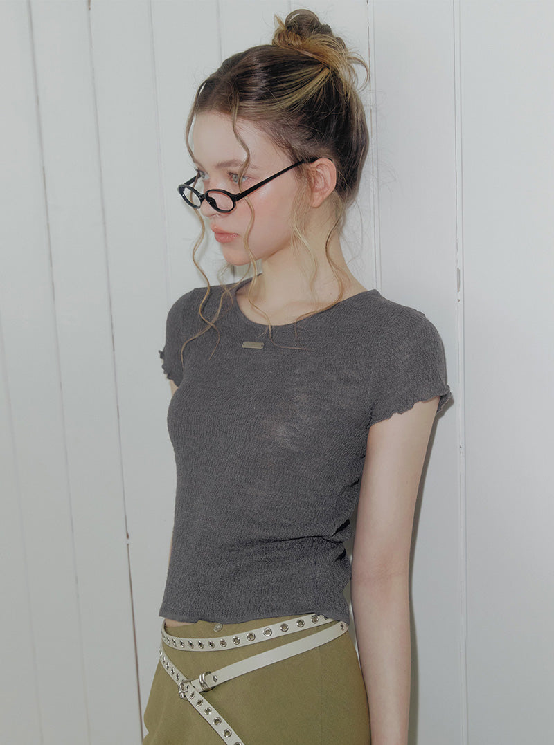 And wrinkle short sleeve knit