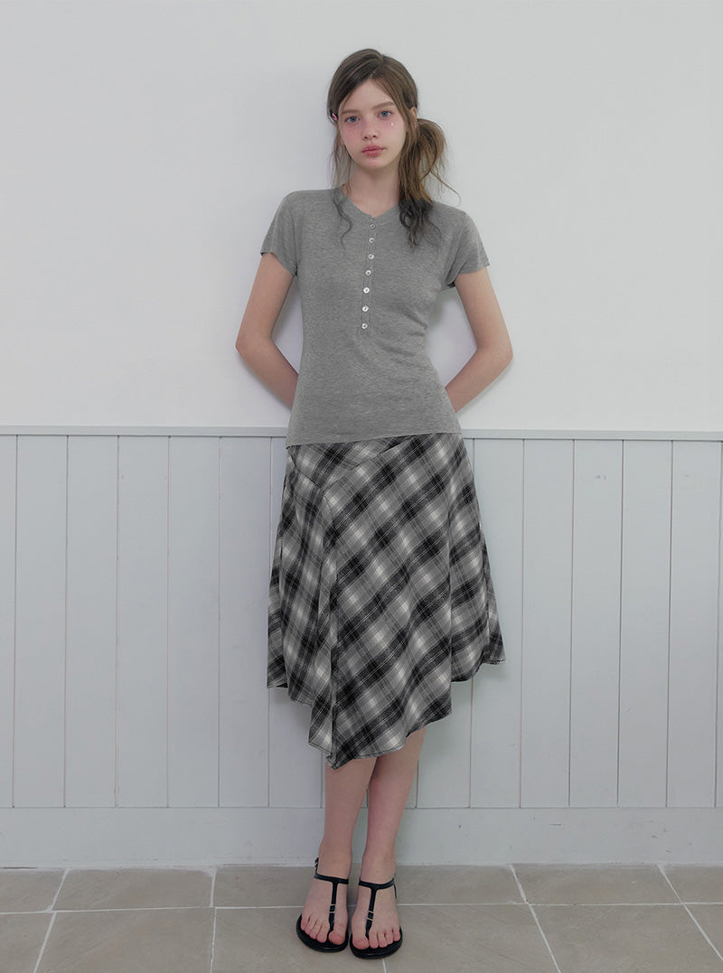 Nien shell button short sleeve knit