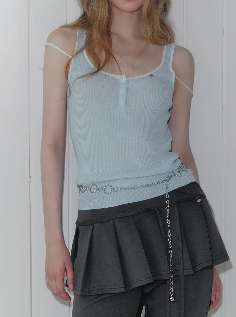 Tuden double strap button knit sleeveless