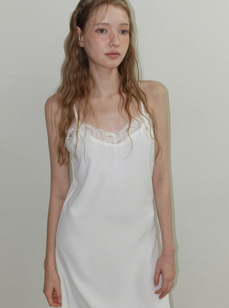 Cullin lace satin sleeveless mini dress