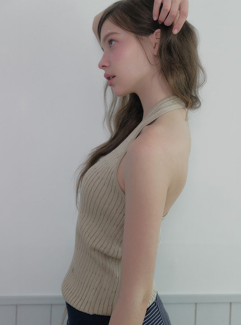 Cheron halterneck cable knit sleeveless